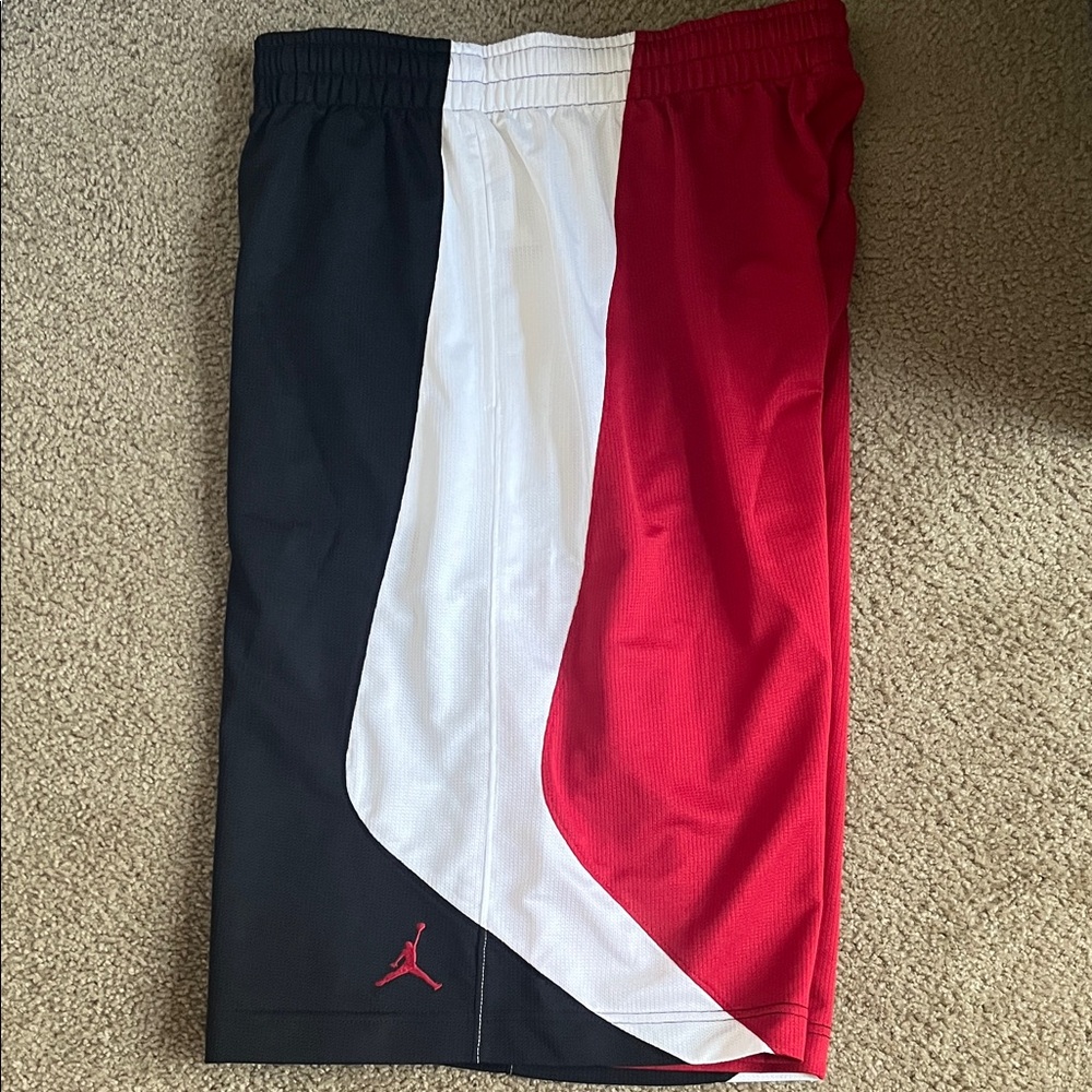 Jordan Colorblock Black White Red Basketball Shorts
